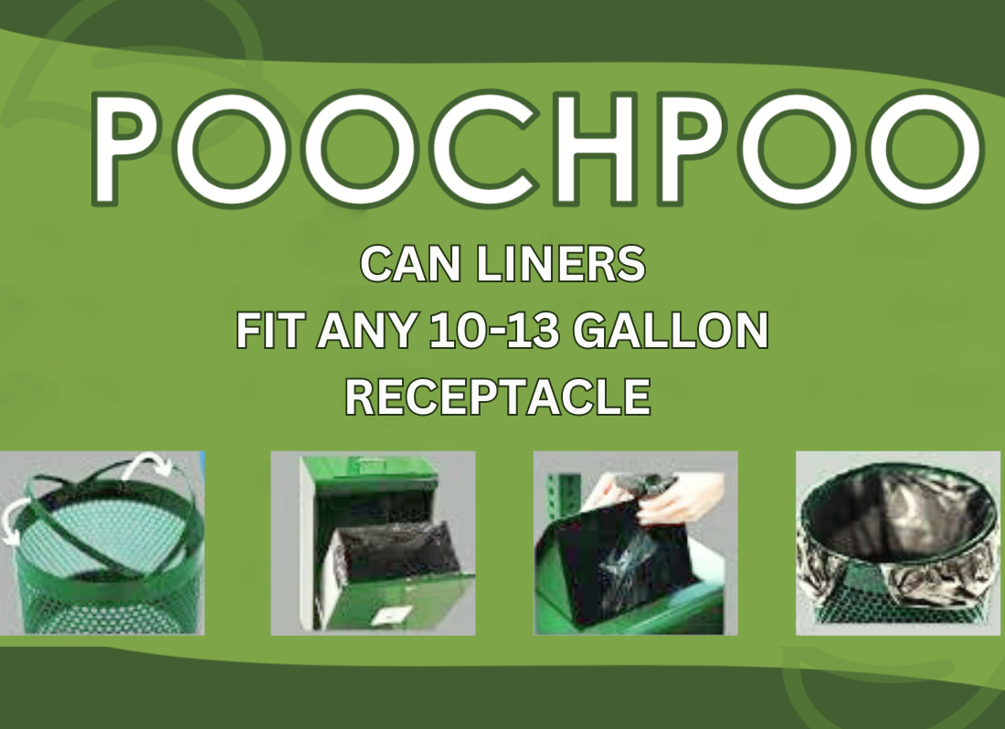 POOCHPOO Case of 100 (Heavy-Duty) Dog Poop Station Can Liners (10 - 13 Gallon)